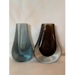 WHITEFRIARS MID CENTURY GLASS - 2 X TEARDROP VASES