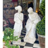 2 X MID 20th CENTURY RECONSTITUTED STONE GARDEN STATUES/FOUNTAIN