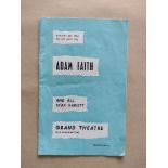 MUSIC - ADAM FAITH 1962 TOUR BROCHURE WOLVERHAMPTON