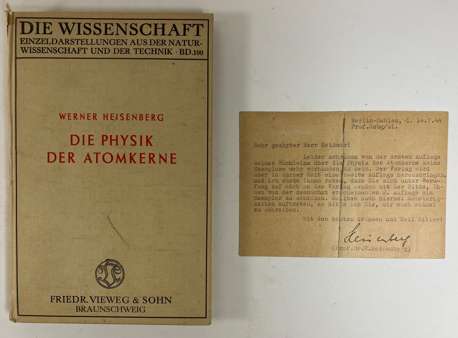 HEISENBERG, W. Die Physik der Atomkerne. Braunschweig, F. Vieweg & Sohn, 1943. vi