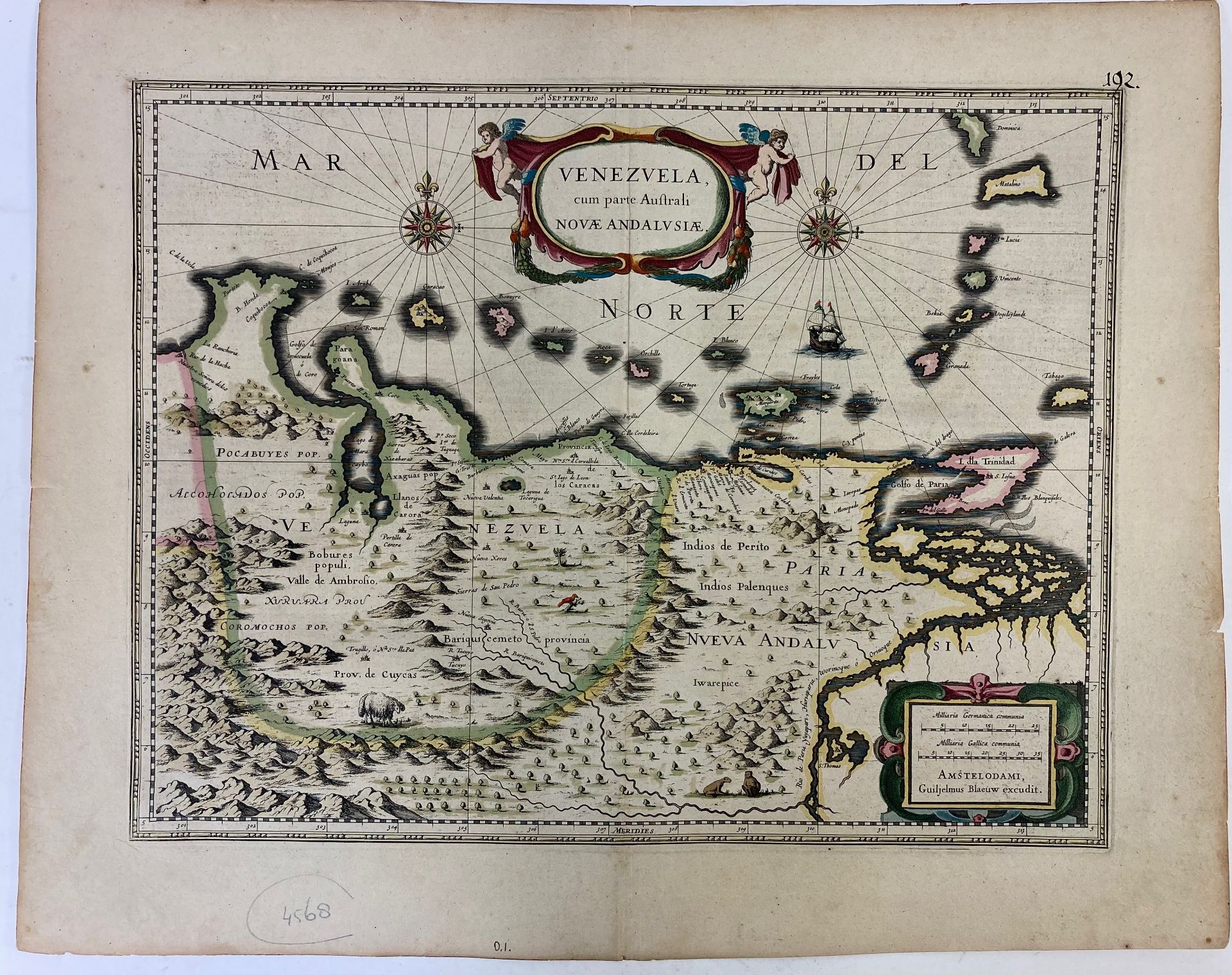 AMERICA -- "VENEZUELA, cum parte Australi Novæ Andalusiæ". Amst., W.J. Blaeu, (1635). Engr