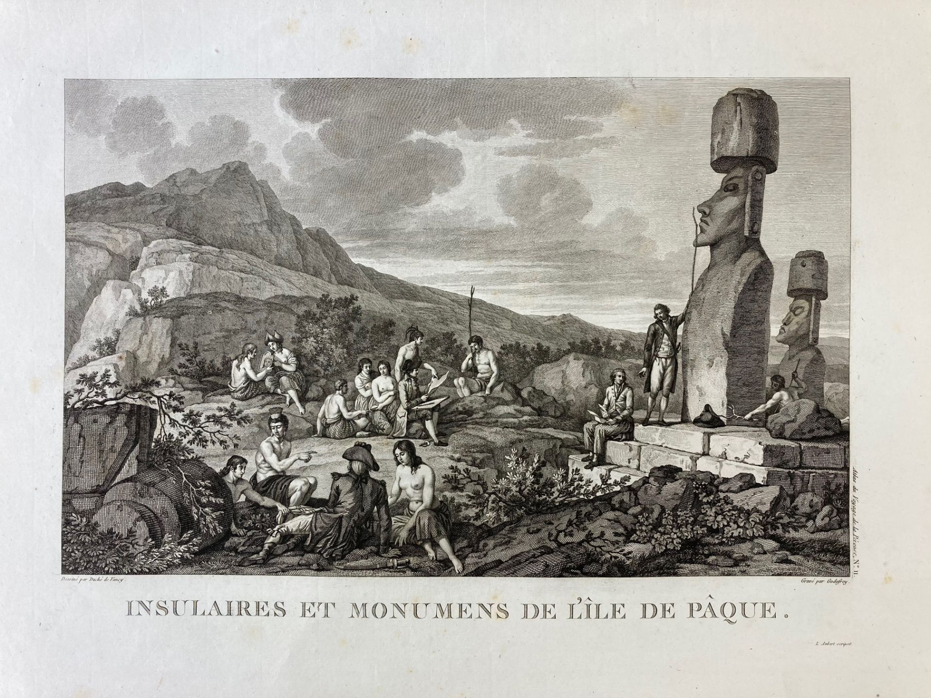 EASTER ISLAND -- "INSULAIRES et Monumens de l'Île de Pâque". (Paris, 1797). Engr