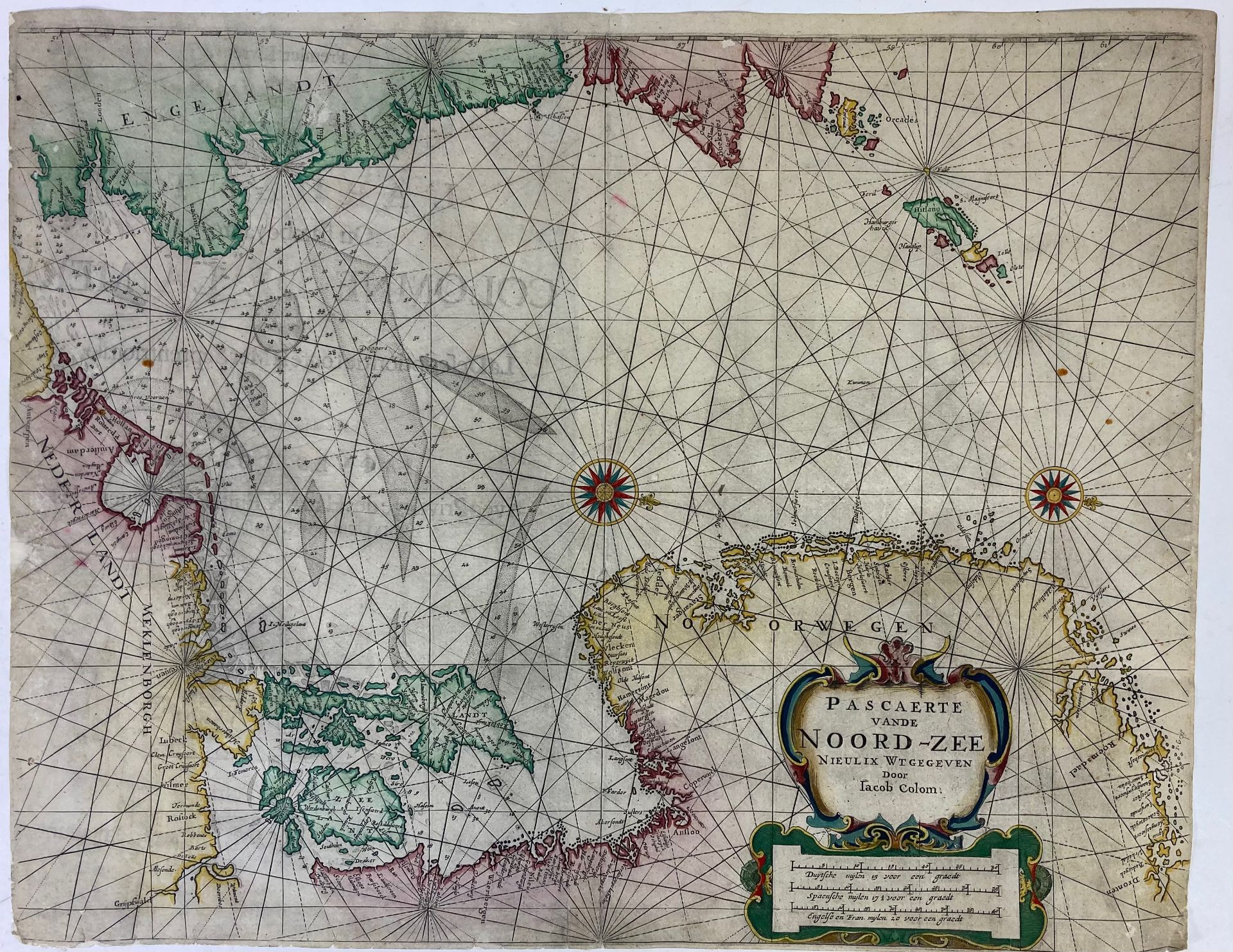 LOW COUNTRIES -- CHARTS -- "PASCAERTE vande Noord-Zee Nieulix Wtgegeven". Amst., J. Colom