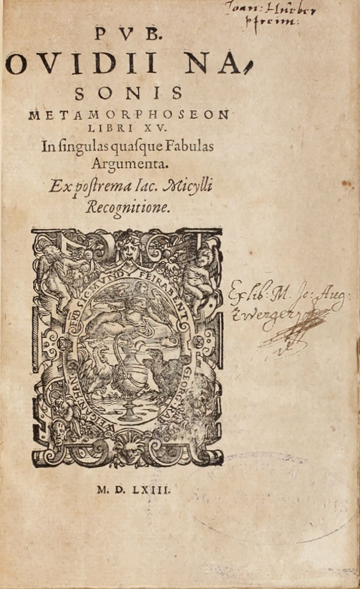 OVIDIUS. Metamorphoseon libri XV. In singulas quesque fabulas argumenta. Ex postrema Iac - Bild 2 aus 6