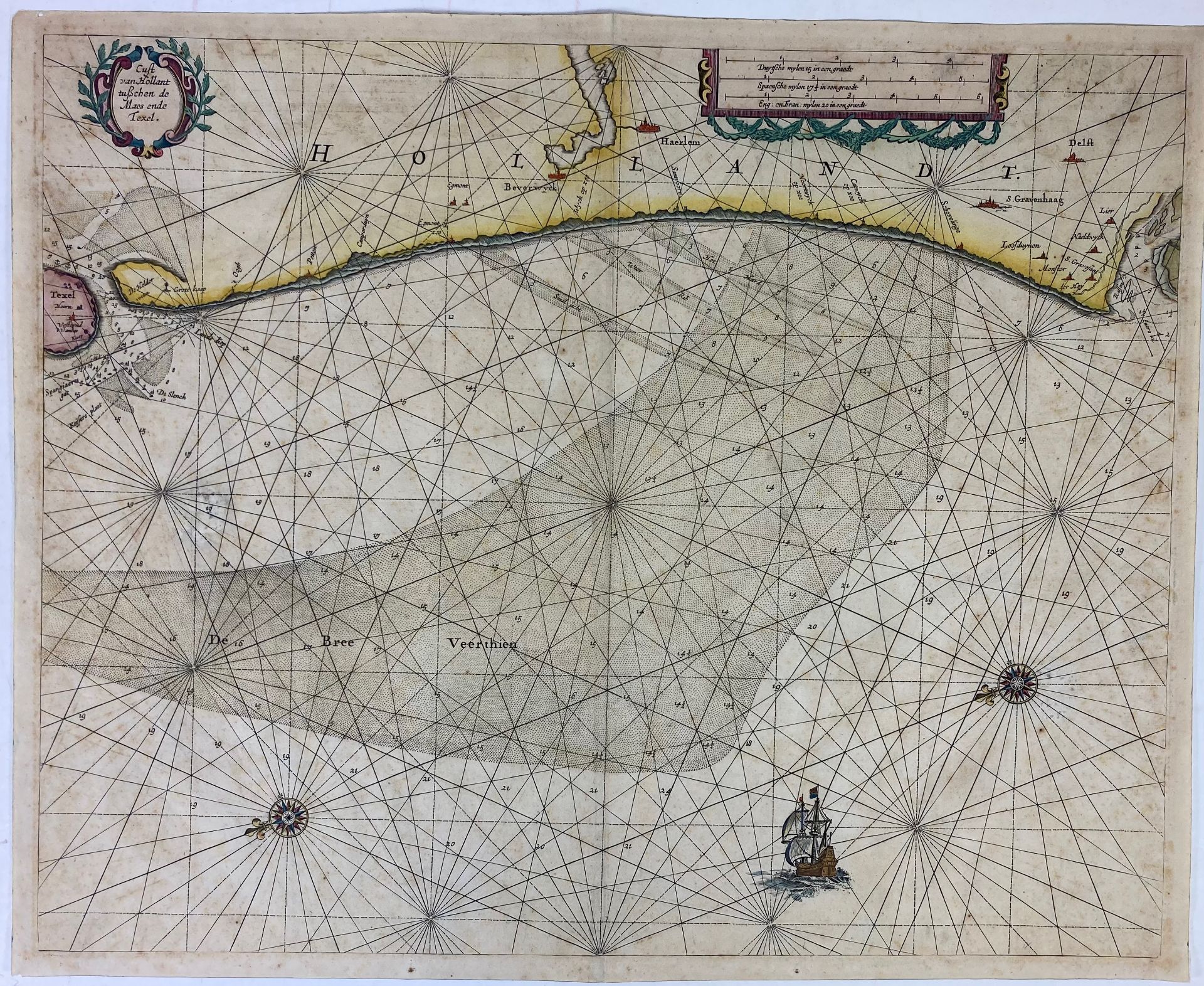 LOW COUNTRIES -- CHARTS -- "PASCAERTE vande Noord-Zee Nieulix Wtgegeven". Amst., J. Colom - Bild 2 aus 2