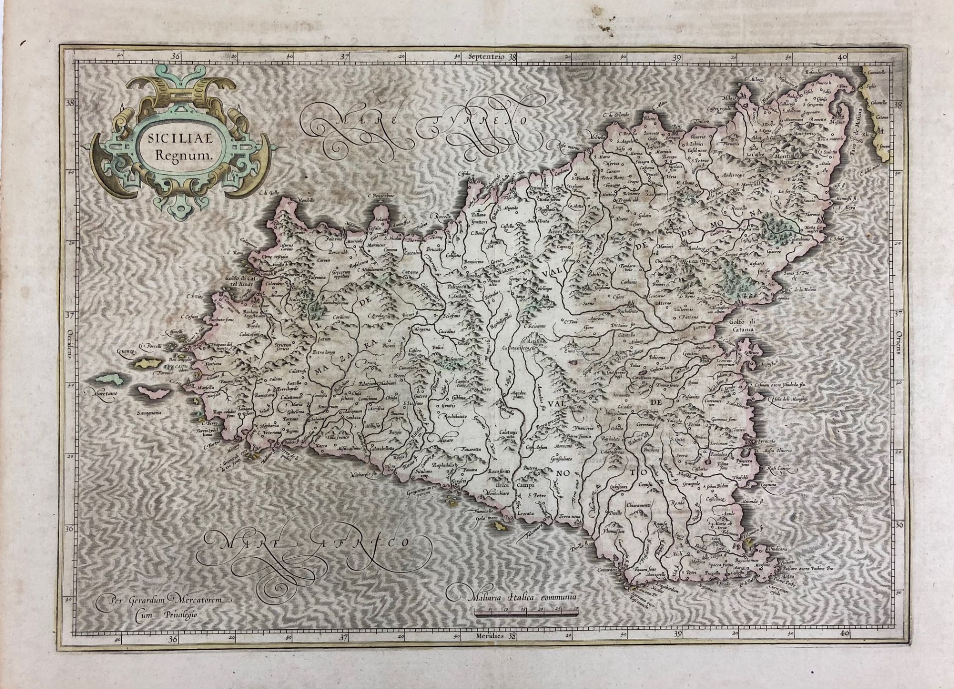 ITALY -- "SICILIÆ REGNUM Per Gerardum Mercatorem (…)". (Amst., Hondius, c. 1634). Engr. map