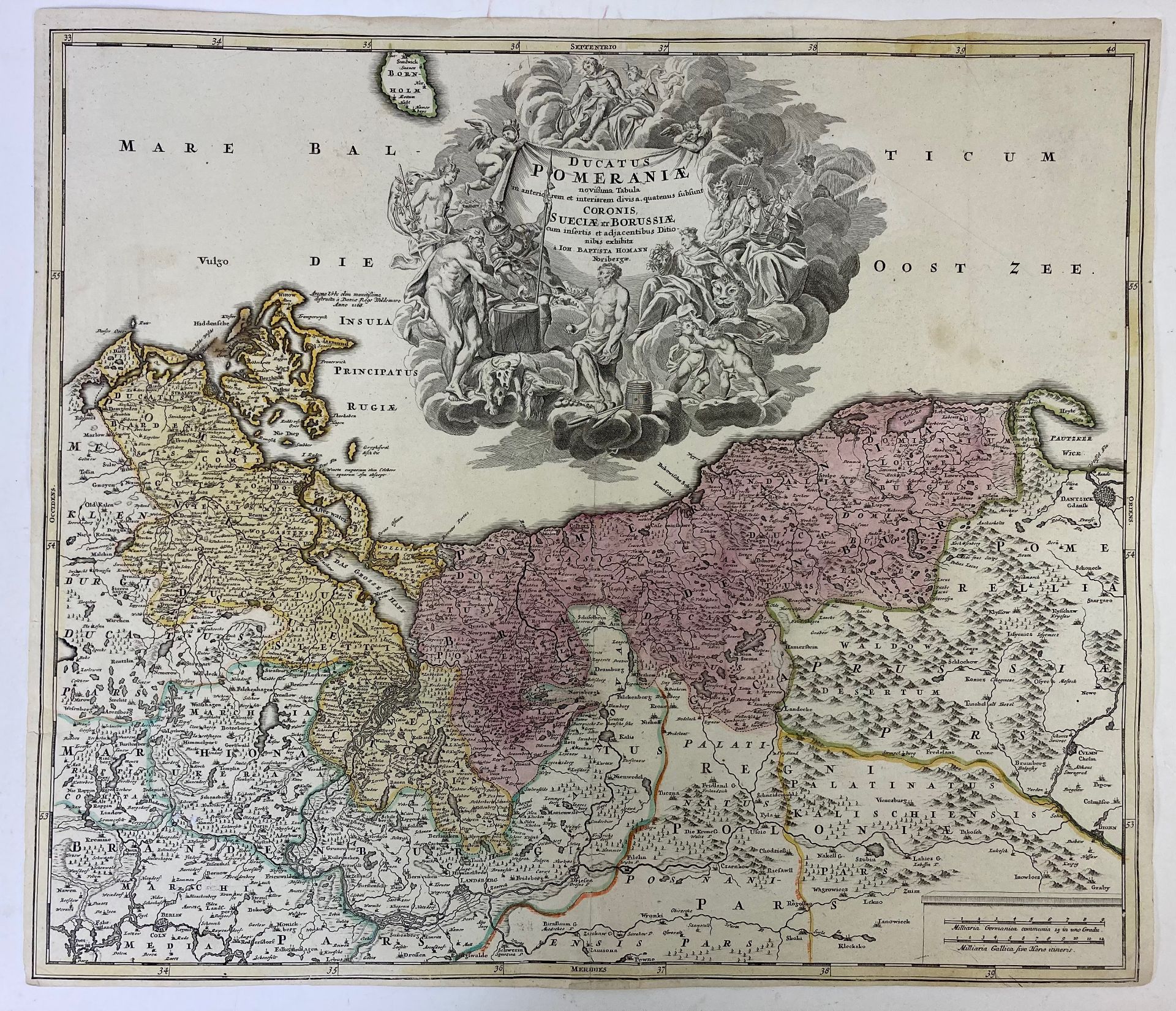 BALTIC SEA -- "DUCATUS POMERANIÆ novissima Tabula (…)". Nuremberg, J.B. Homann, n.d. (c. 1720