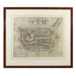 LOW COUNTRIES -- "FRANEKER". 1598. Etched plan of the city in bird's eye