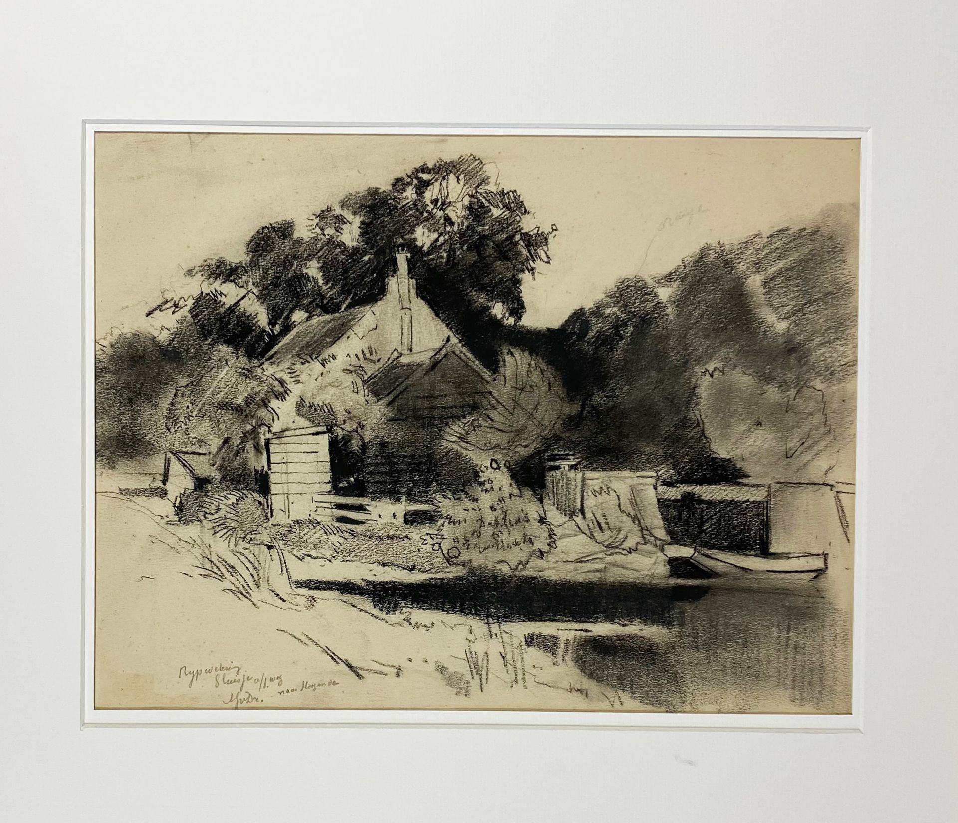 DRIESTEN, Arend Jan van (1878-1969). ("Dijkhuis met bomen"). (N.d.). Pastel drawing. 295 - Image 2 of 2