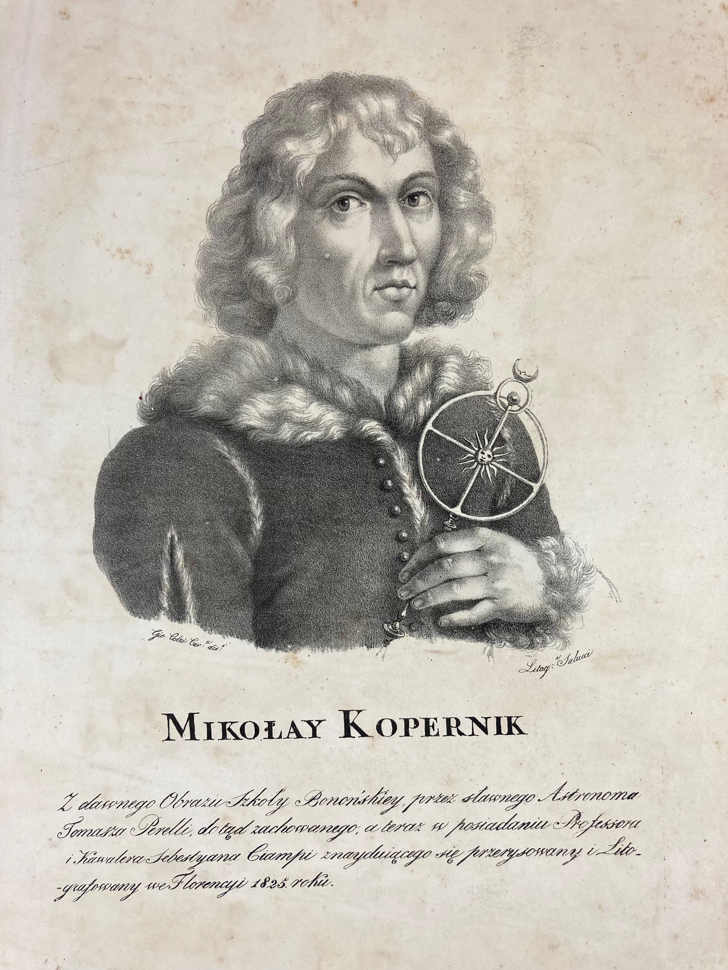 EASTERN EUROPE -- POLAND -- "MIKOLAY KOPERNIK". 1825. Plain lithogr. portr. of Copernicus by