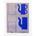 GUBBELS, Klaas (1934-). ("Blue teapots"). 1997. Blue silkscreen print on aluminium. 400