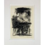 LÖB, Kurt (1926-2015). (Two men at a table). 1965-66. Chalk drawing. 170