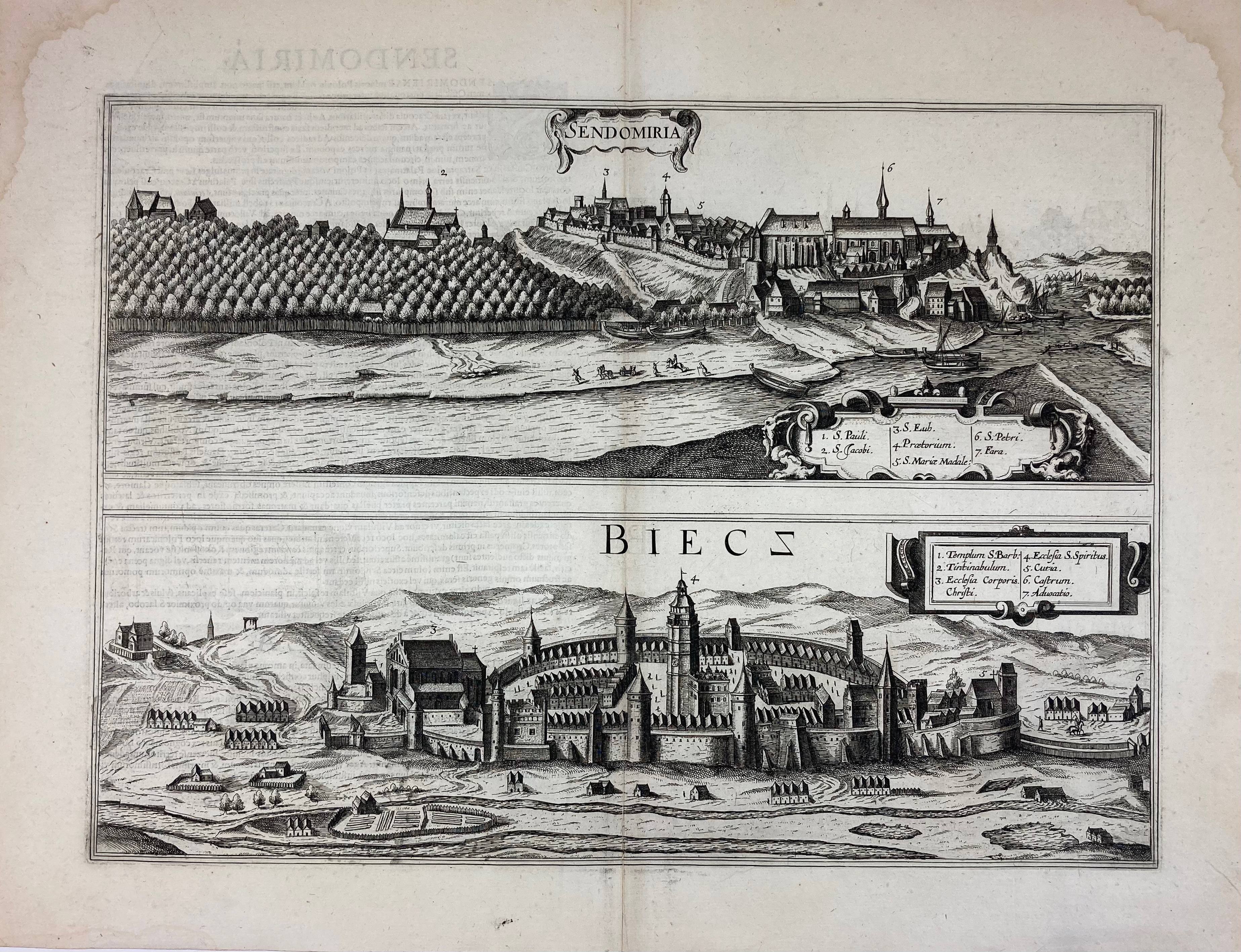 EASTERN EUROPE -- POLAND -- "SENDOMIRIA [&] BIECZ". (Cologne, Braun & Hogenberg, 1617/18). 2 engr