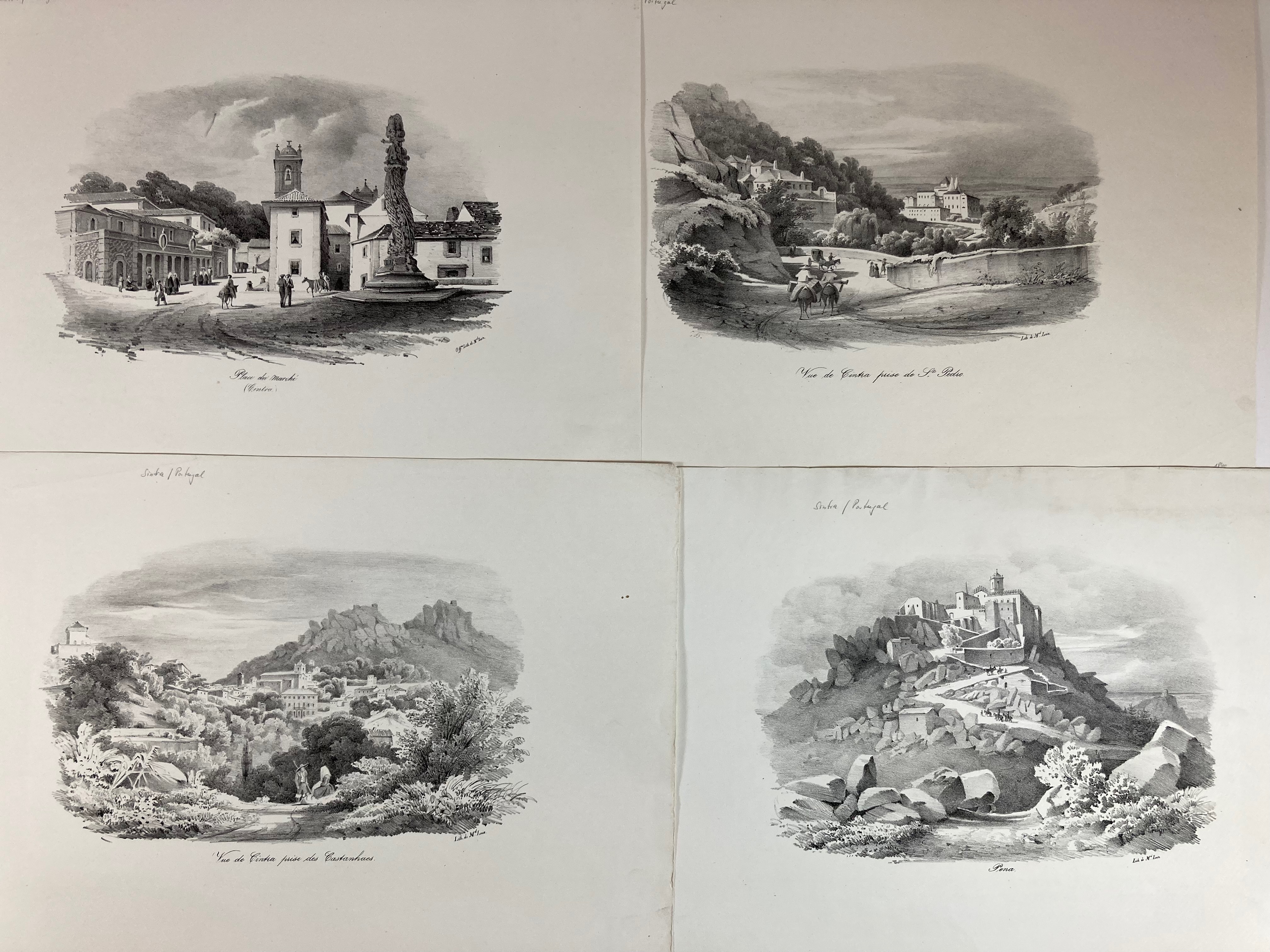 PORTUGAL -- BRELAZ, Cementine de (1811-1892). Collection of 5 plain lithographed views of