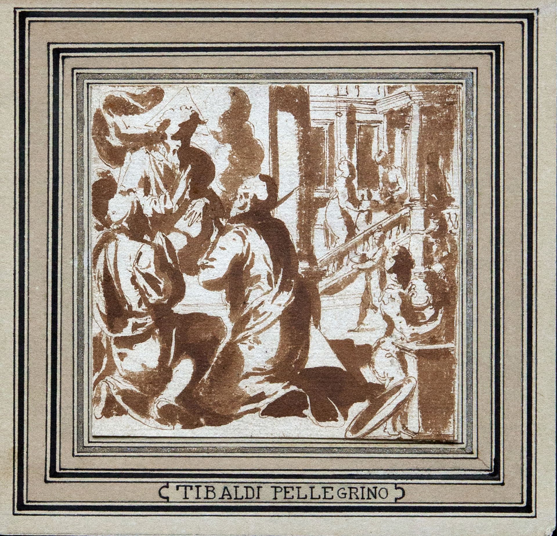 GUERRA, Giovanni (1544-1618), attributed. Old Testament Scene. Pen and brown colour wash