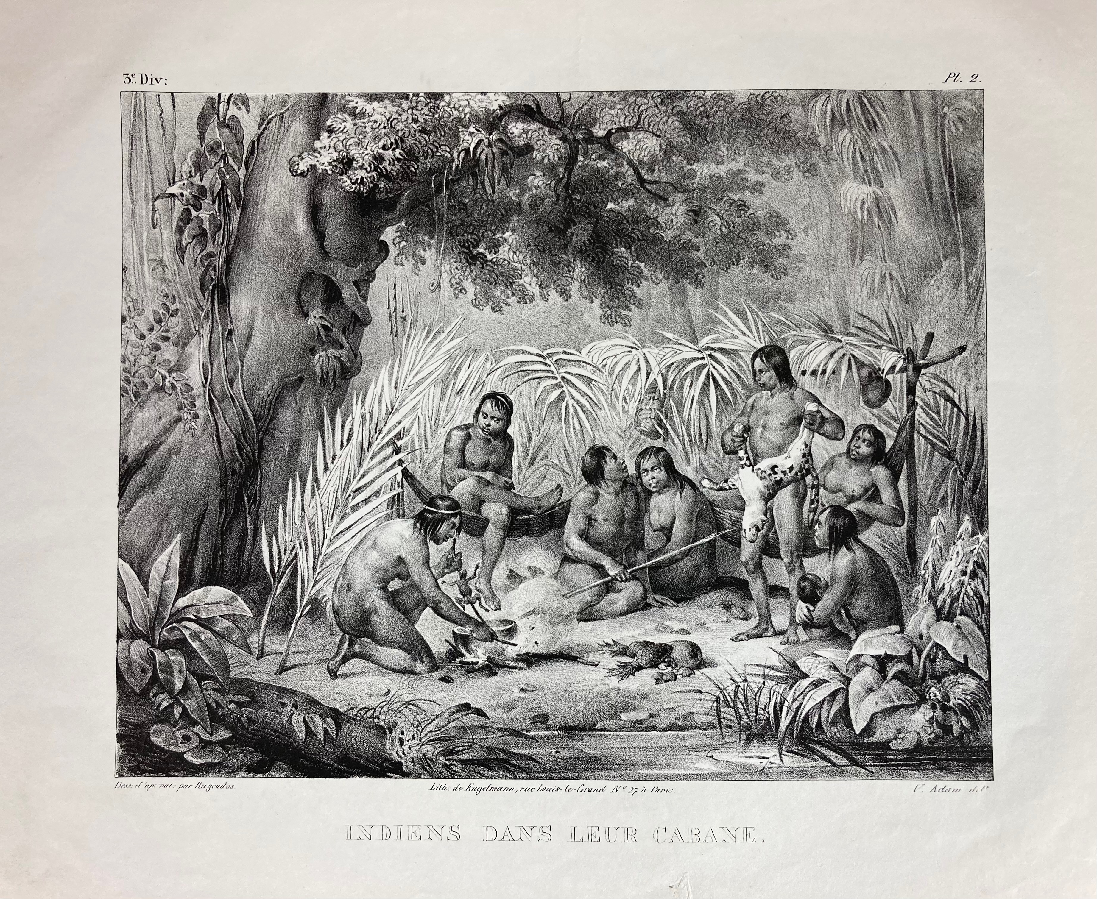 AMERICA -- BRAZIL -- "FAMILLE indienne" - "INDIENS dans leur cabane" - "PONT de lianne" - "DANSE - Image 3 of 6