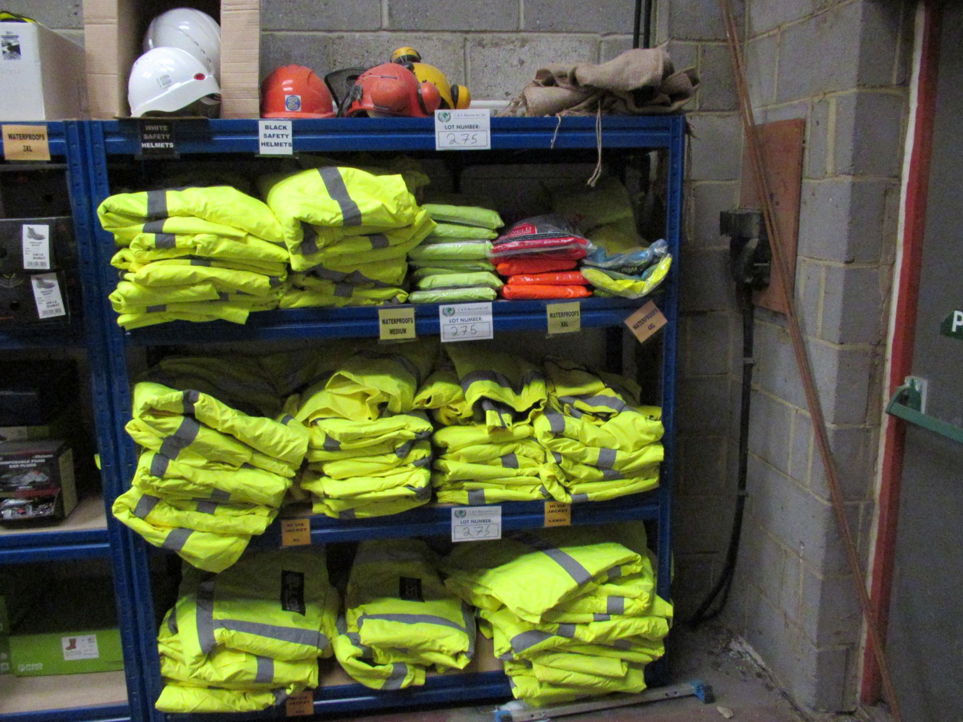 A Quantity of PPE comprising Hi Viz Jackets, Waterproofs & Hard Hats