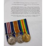 WW1 Military Medal group of three awarded to 26470 Sgt A. Harris, Royal Garrison Artillery. Arthur