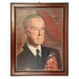 Oil on Canvas Painting of Lord Mountbatten by C. Dunn. In frame - 58 x74cm.