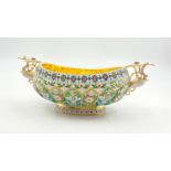 An Antique Russian Silver-Gilt and Enamel Bowl. Richly gilded with beautiful cloisonné enamel work