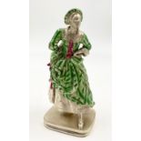 AN ITALIAN LIMITED EDITION SILVER AND ENAMEL FIGURE OF A LADY. 345gms 12cms