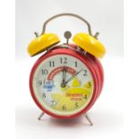 Vintage Shredded Wheat Alarm Clock. Red and Yellow - In working order.
