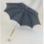 An Antique Victorian James Smith Parasol with a Samuel Fox Frame. A 9K Yellow Gold Handle Covering