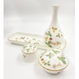 A Wedgewood Bone China Dressing Table Set. The wild Strawberry collection. Four pieces including