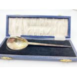 A Large Silver Christening Spoon in a Presentation case. Spoon - 16cm