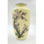 JAPANESE ENAMEL VASE 22CM TALL VERY NICE CONDITION AND NICELY DECORATED