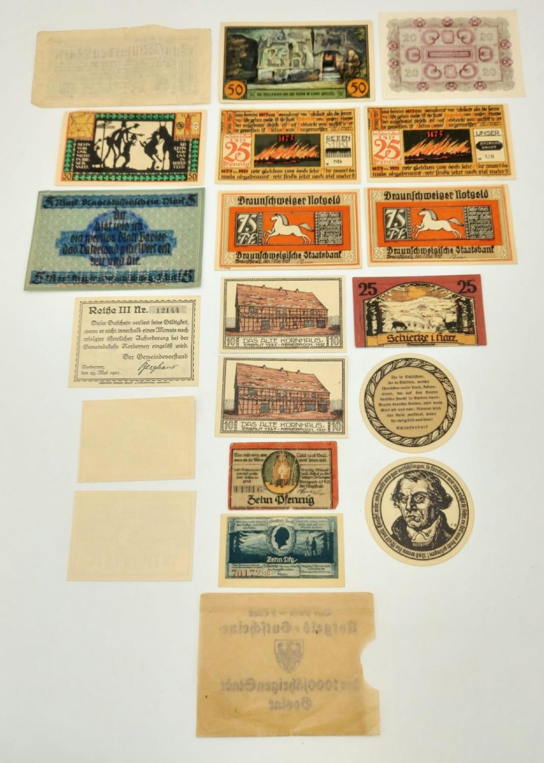 Twenty Original Antique German Notgeld Notes. German emergency money issued in a time of financial - Image 2 of 2