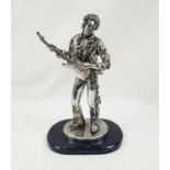 Jimi Hendrix Metal Figurine - Silver Dreams by Leonardo. On wooden plinth. 34cm tall.