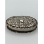 Antique SILVER SNUFF BOX in oval form having clear hallmark for Adie and Lovekin ,Birmingham 1900.