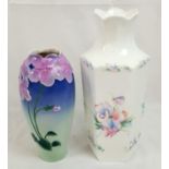 2x fine porcelain flower vases, 1x FRANZ and 1x AYNSLEY, both marked on base, 32cm and 25cm approx