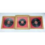 Three Vintage, Possibly Antique Victrola Framed Musical Records: Includes O Sole Mio by Caruso. 47 x