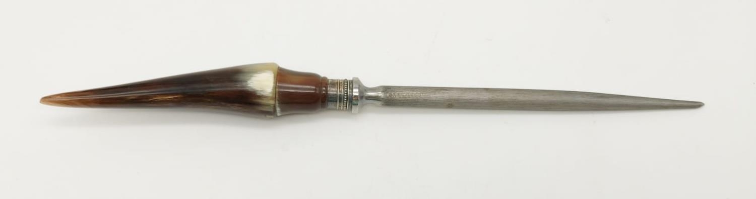 William Beckett and Co of Sheffield Horn-Handled Three-Piece Carving Set. In original case. 40cm - Image 6 of 14