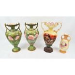 4 CERAMIC VASES ( 1 MATCHIMG PAIR) THE LARGEST BEING 40CM TALL AND THE SMALLEST BEING 26CM IN