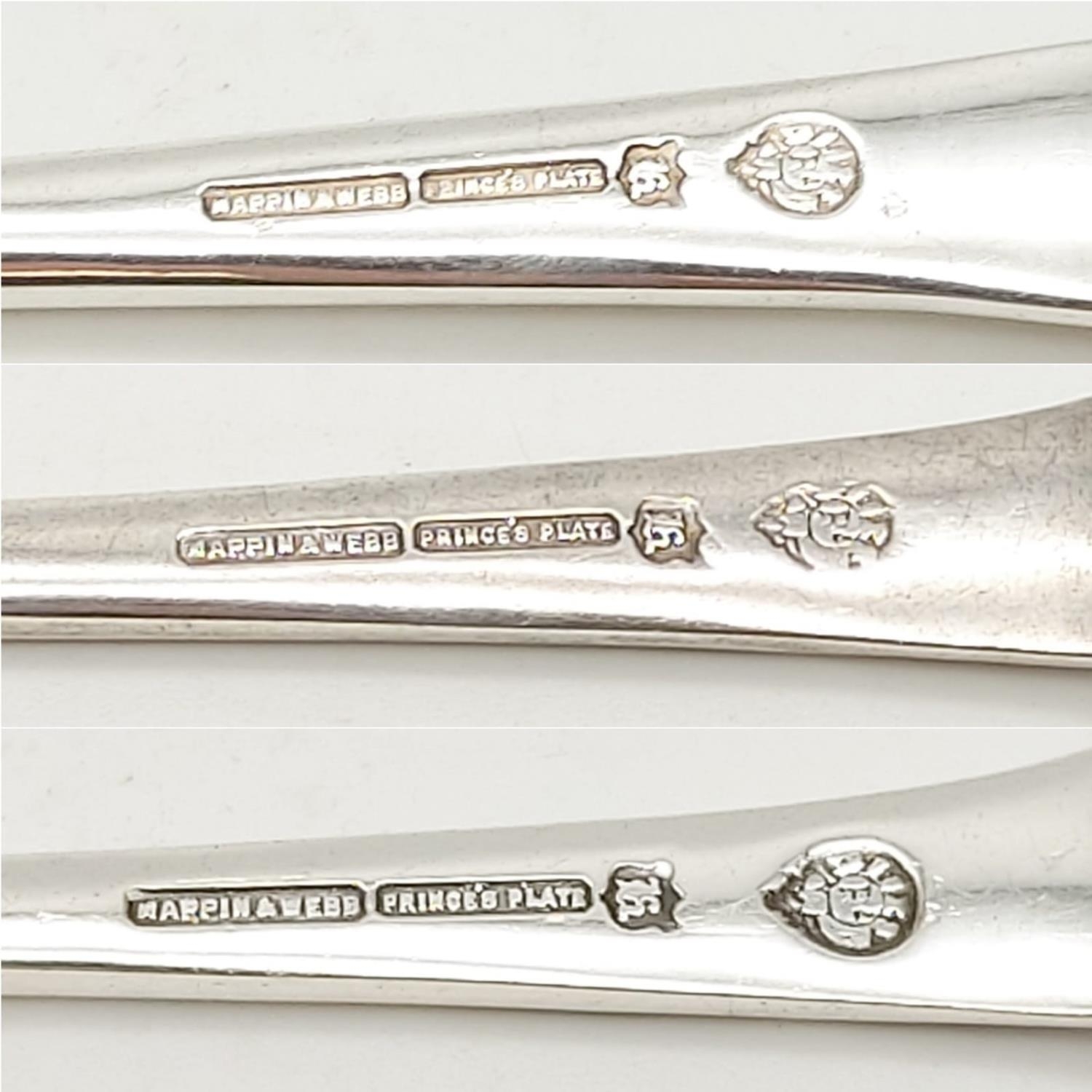 A Vintage Mappin and Webb Fish Entrée Cutlery Set. Prince's Silver plate with engraved decoration. - Image 12 of 16