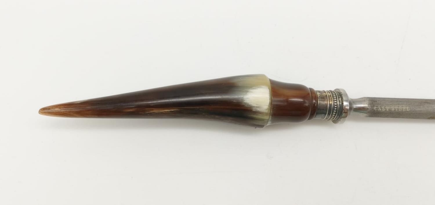 William Beckett and Co of Sheffield Horn-Handled Three-Piece Carving Set. In original case. 40cm - Image 7 of 14