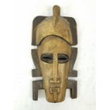 Antique African Hand-Carved Wooden Senufo Mask. 21 x40cm