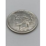 SILVER United States 1925 LIBERTY PEACE DOLLAR. Very fine condition.