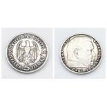 A Silver 1936 German Von Hindenburg 5 Reichsmark Coin. Condition as per photos.