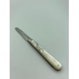 Antique SILVER bladed FRUIT KNIFE, having clear hallmark for Thomas Marples Sheffield 1891.Mother of