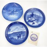 Collection of 3 Royal Copenhagen Christmas 7" plates from 1966,67 and 68. No chips or glazing