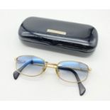 Dolce and Gabbana, sunglasses, early 2000 make, DG360S, blue coloured lens, gold tone frame. Great