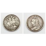 Queen Victoria 1889 silver crown, condition as per photos.