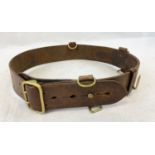 A Vintage Cowboy Leather Belt with Brass Attachments and Studs. 107cm