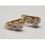 A Pair of 9k Yellow Gold Diamond Cluster Stud Earrings. 0.35ct diamonds. 3.9g