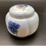 A LIMITED EDITION UNUSUAL SHAPED ROYAL COPENHAGEN LIDDED JAR . 9cms tall and 12cms diameter.