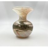 Small Vintage Mdina Hand-Painted Glass Vase. Markings on base for Eldina. 9cm tall. No chips or